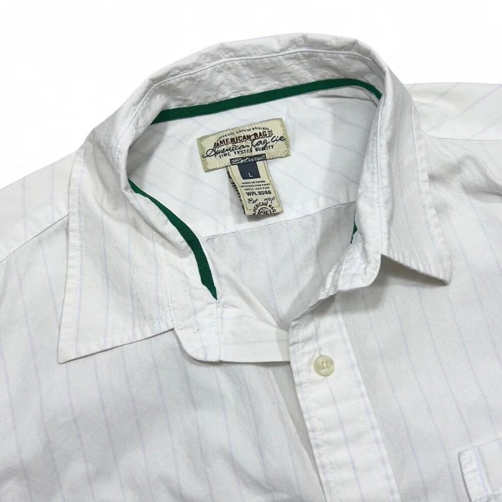 Vintage American Rag Cotton Striped White Button Long Sleeve Large - Picture 6 of 8